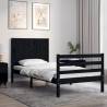 Bed Frame with Headboard Black Small Single Solid Wood Colour black Size 75 x 190 cm 