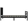 Black Small Single Bed Frame with Headboard - Solid Wood