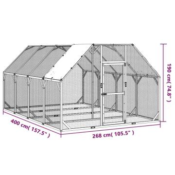 Durable Chicken Coop 268x400x190 cm - Solid Pine Wood