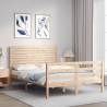 Solid Wood Bed Frame with Headboard - 140x190 cm