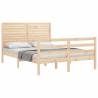 Solid Wood Bed Frame with Headboard - 140x190 cm