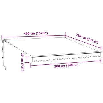 Automatic Retractable Awning Anthracite & White 400x350 cm