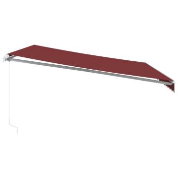 Manual Retractable Awning with LED - Burgundy 450x350 cm