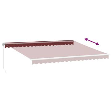 Manual Retractable Awning with LED - Burgundy 450x350 cm