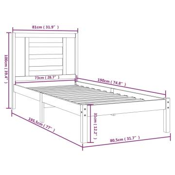 Honey Brown Solid Wood Bed Frame 75x190cm - Small Single