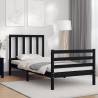 Bed Frame with Headboard Black Small Single Solid Wood Colour black Size 75 x 190 cm 