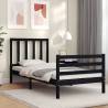 Black Small Single Bed Frame with Headboard - Solid Wood