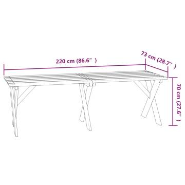 Elegant Garden Table - 220x73x70 cm Impregnated Pinewood