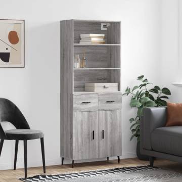 Stylish Highboard Grey Sonoma - 69.5x34x180 cm - Hipomarket