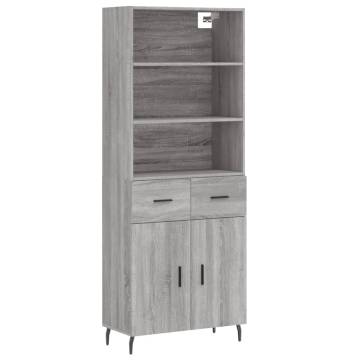 Stylish Highboard Grey Sonoma - 69.5x34x180 cm - Hipomarket