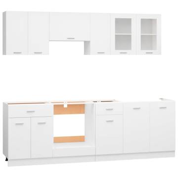 Elegant 8 Piece White Kitchen Cabinet Set - Durable Storage