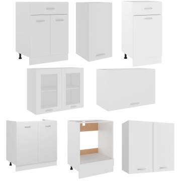 Elegant 8 Piece White Kitchen Cabinet Set - Durable Storage