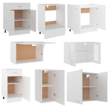 Elegant 8 Piece White Kitchen Cabinet Set - Durable Storage