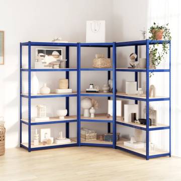 5-Layer Shelves Set - Blue Steel & Engineered Wood - HipoMarket