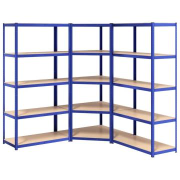 5-Layer Shelves Set - Blue Steel & Engineered Wood - HipoMarket