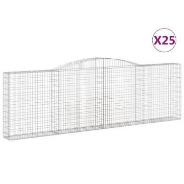 Arched Gabion Baskets 25 pcs - Galvanised Iron Garden Barriers