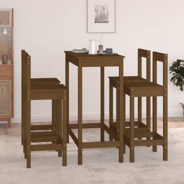 5 Piece Bar Set Honey Brown Solid Wood Pine - Hipomarket UK