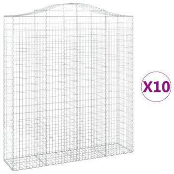 Arched Gabion Baskets - 10 pcs Galvanised Iron - 200x50x220240 cm