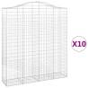 Arched Gabion Baskets - 10 pcs Galvanised Iron - 200x50x220240 cm