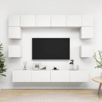 8 Piece White TV Cabinet Set | Stylish & Practical Storage