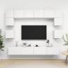 8 Piece TV Cabinet Set White Engineered Wood Colour white Quantity in Package 1 Width 100 cm 