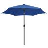 300 cm Azure Blue Parasol with LED Lights & Aluminium Pole