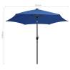 300 cm Azure Blue Parasol with LED Lights & Aluminium Pole