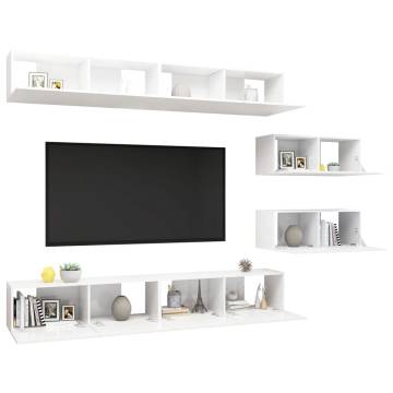 Stylish 6 Piece High Gloss White TV Cabinet Set - HipoMarket