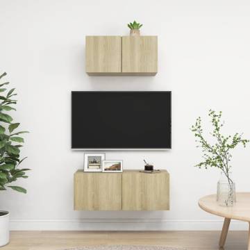 2 Piece TV Cabinet Set in Sonoma Oak | Stylish & Functional