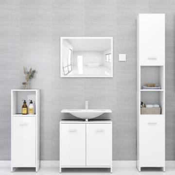 3 Piece High Gloss White Bathroom Furniture Set | Hipomarket