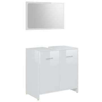 3 Piece High Gloss White Bathroom Furniture Set | Hipomarket