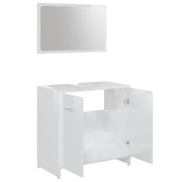 3 Piece High Gloss White Bathroom Furniture Set | Hipomarket