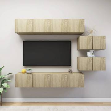 6 Piece TV Cabinet Set - Sonoma Oak Engineered Wood | HipoMarket