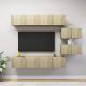 6 Piece TV Cabinet Set Sonoma Oak Engineered Wood Colour sonoma oak Quantity in Package 6 Width 80 cm 