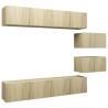 6 Piece TV Cabinet Set - Sonoma Oak Engineered Wood | HipoMarket