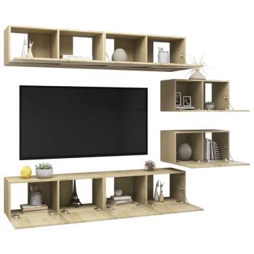 6 Piece TV Cabinet Set - Sonoma Oak Engineered Wood | HipoMarket