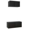 2 Piece Black Engineered Wood TV Cabinet Set | HiPOMarket