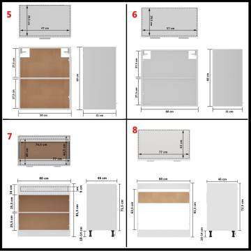 11 Piece Kitchen Cabinet Set - White Engineered Wood