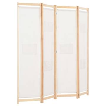 Stylish 4-Panel Cream Room Divider - 160x170 cm