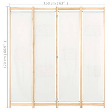 Stylish 4-Panel Cream Room Divider - 160x170 cm