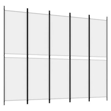 5-Panel Room Divider White 250x200 cm | Privacy & Style