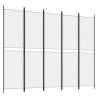 5-Panel Room Divider White 250x200 cm | Privacy & Style