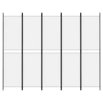 5-Panel Room Divider White 250x200 cm | Privacy & Style