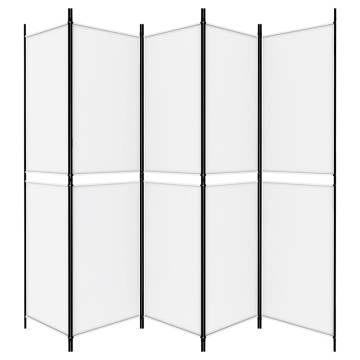 5-Panel Room Divider White 250x200 cm | Privacy & Style