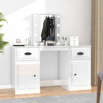 Dressing Table with LED High Gloss White - Stylish & Practical