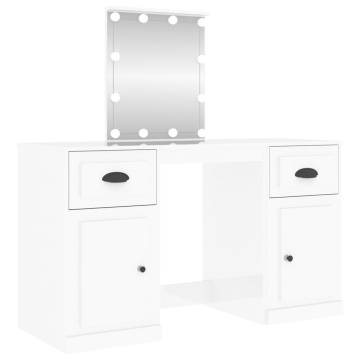 Dressing Table with LED High Gloss White - Stylish & Practical