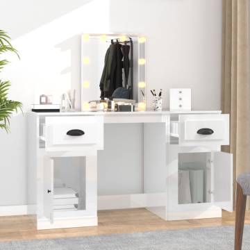 Dressing Table with LED High Gloss White - Stylish & Practical