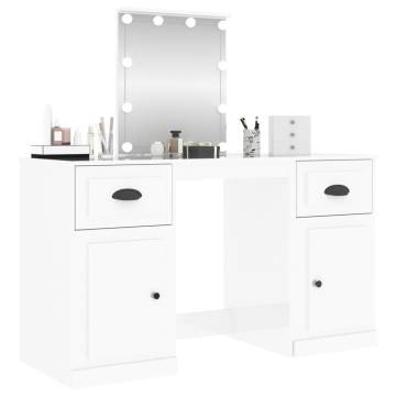 Dressing Table with LED High Gloss White - Stylish & Practical