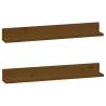 Wall Shelves - 2 pcs Honey Brown Solid Pine Wood | HipoMarket