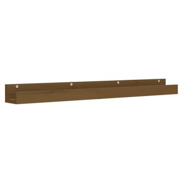 Honey Brown Wall Shelves - 2 pcs Solid Pine - 110x12x9 cm